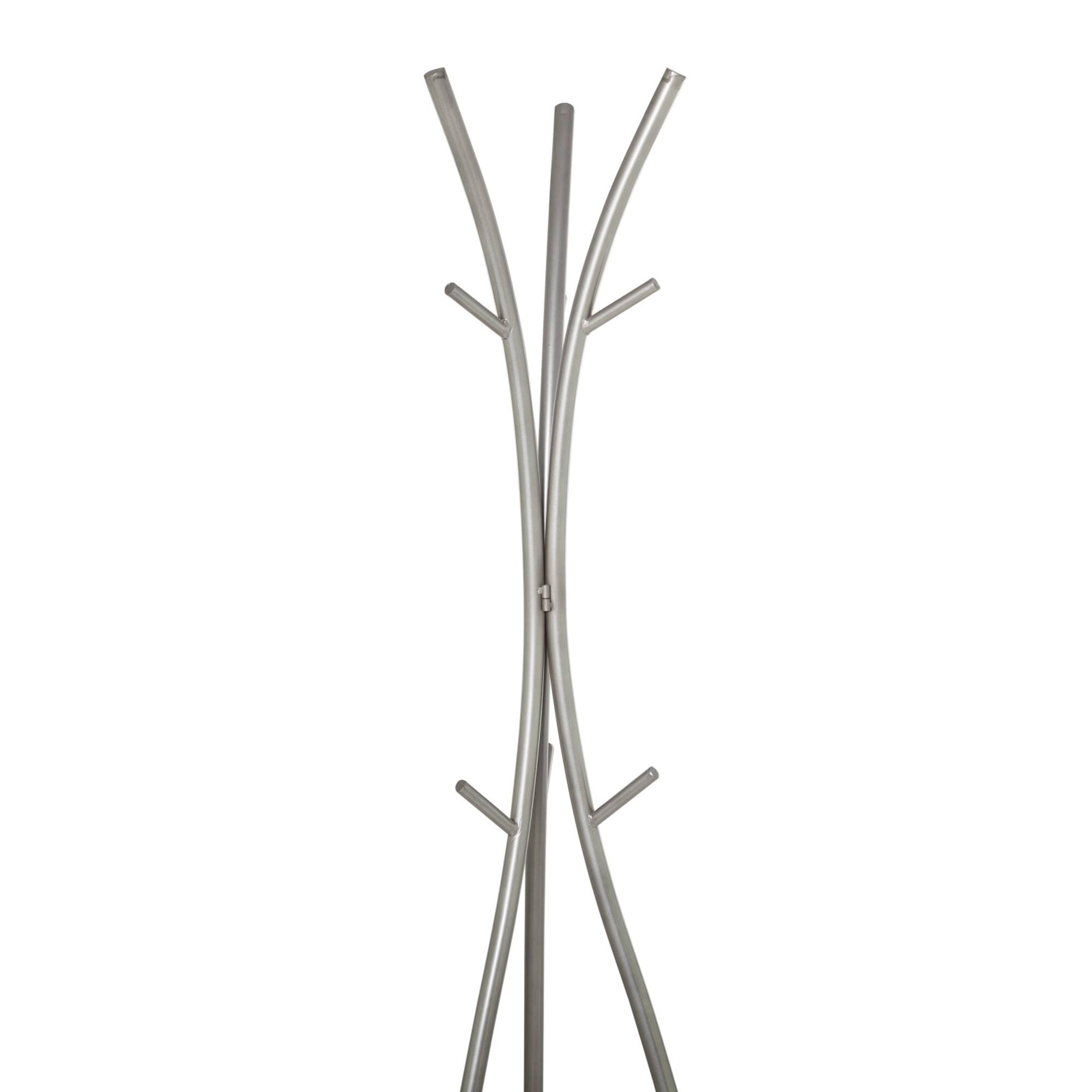 Silver Metal Modern Coat Rack, 73" x 17" x 17"